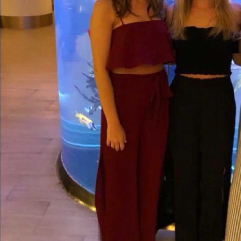 Two piece maroon outfit